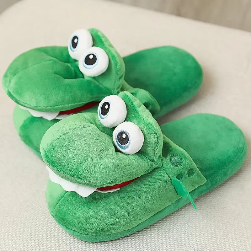 2024 New Fahsion Winter Cotton Slippers Walk Open Mouth Make Strange Crocodile Slippers Dance Dinosaur Cotton Slippers