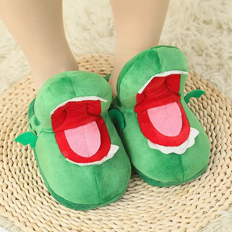 2024 New Fahsion Winter Cotton Slippers Walk Open Mouth Make Strange Crocodile Slippers Dance Dinosaur Cotton Slippers