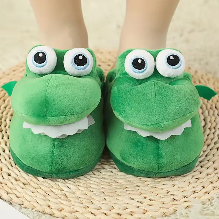 2024 New Fahsion Winter Cotton Slippers Walk Open Mouth Make Strange Crocodile Slippers Dance Dinosaur Cotton Slippers