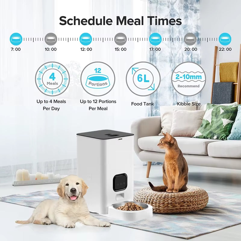 6L Smart WIFI Automatic Pet Feeder APP Control Cat Food Dispenser Automatic Dog Feeder Pet Timing Voice Dog Products